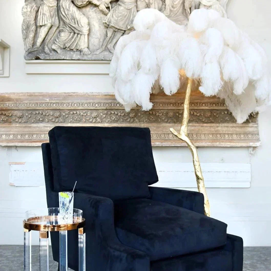 LED Ostrich Feather Floor Lamp - Adjustable Height with Soft Lighting for Living Room & Bedroom Decor