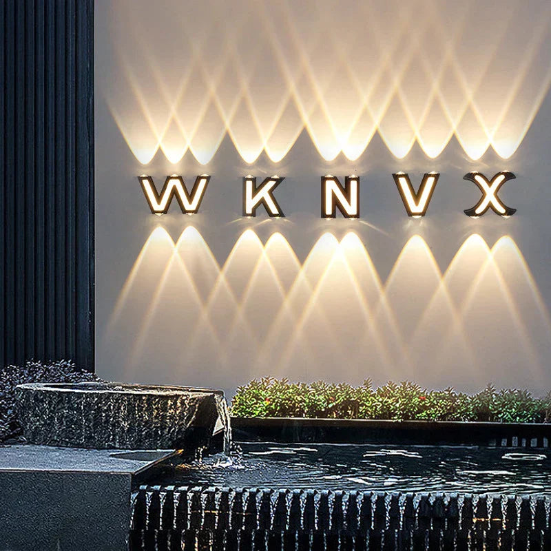 LED Outdoor Wall Lamp with Customizable Letter Sign and Energy-Efficient Lighting for Home Entryways and Patios
