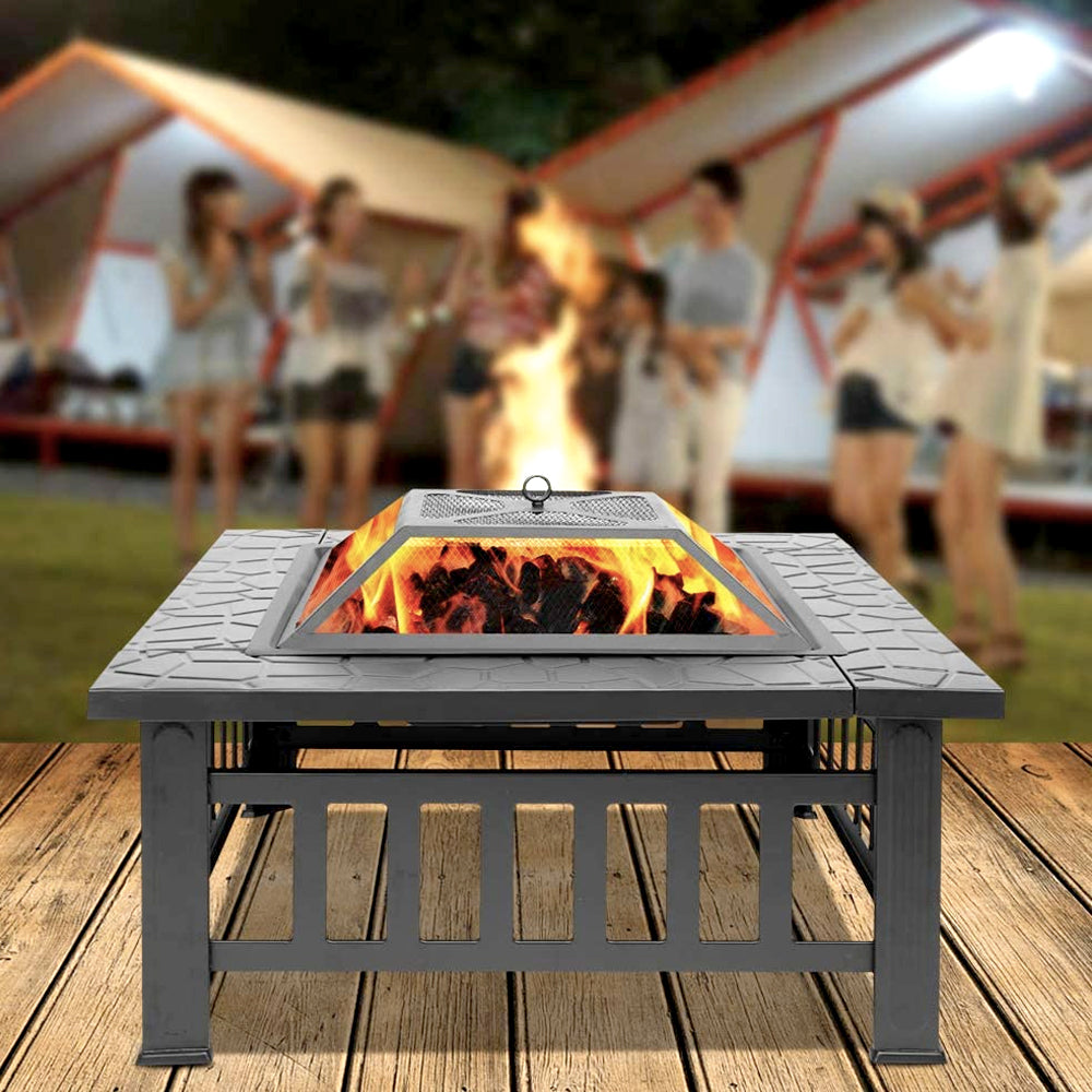 3 in 1 Wood Burning Outdoor Fire Pit - Patio Wood Fireplace