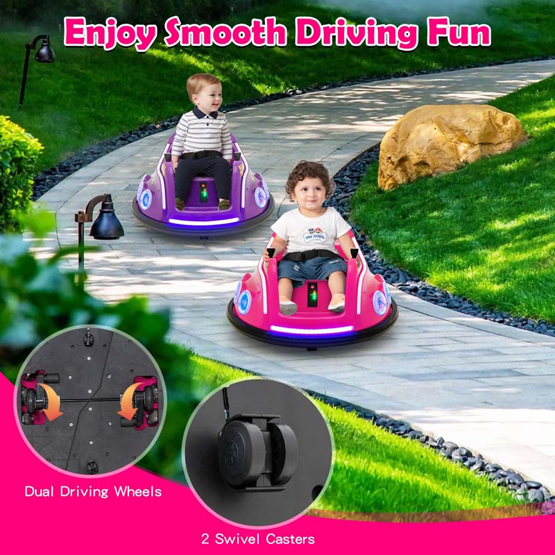Electric Toddler Bumper Car with Remote Control, Flashing LED Light & Music, 12V Battery Powered Baby Ride on Bumper Toy Car