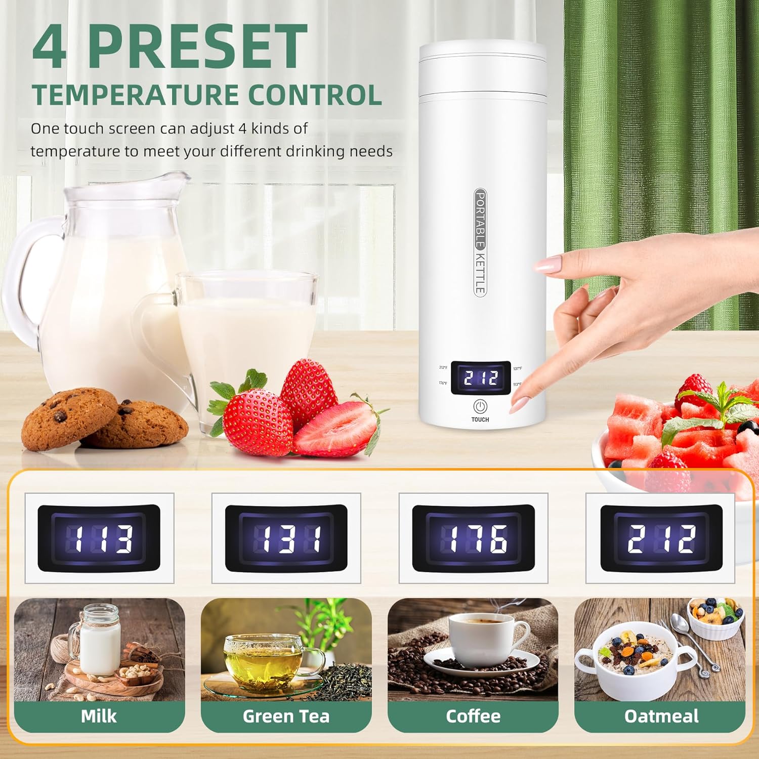 Portable Electric Travel Kettle with Auto Shut-Off - Compact 1L Water Boiler for Camping, Hiking, and Travel