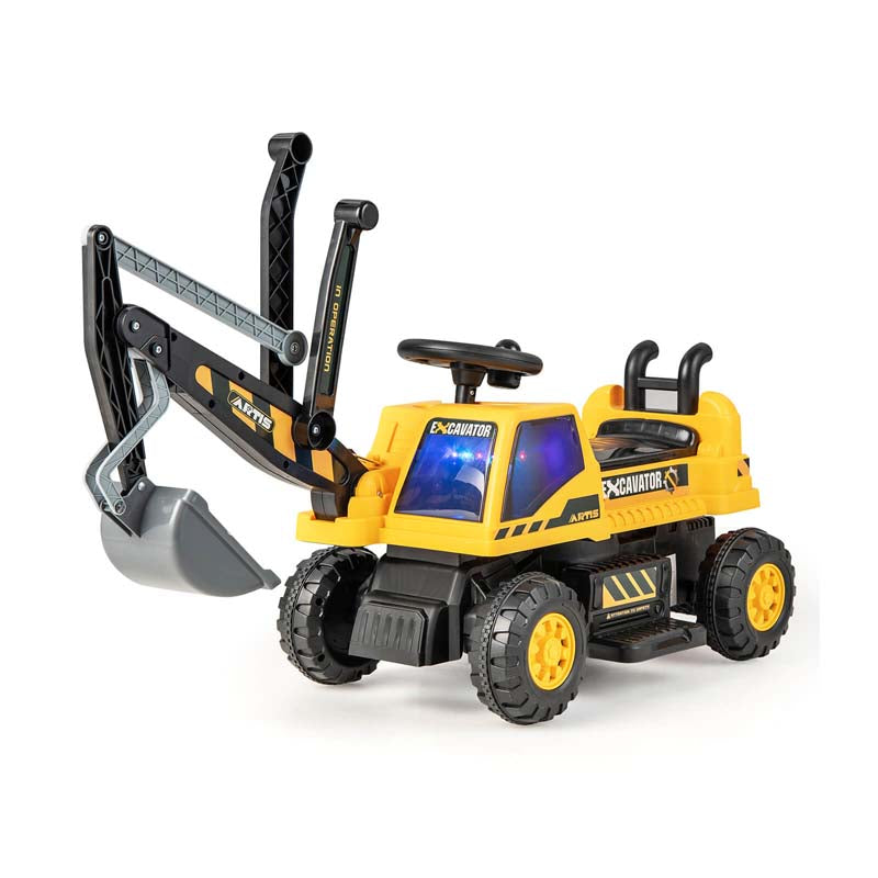 6V Battery Powered Kids Ride On Excavator Bulldozer Loader Toy Car with Front Digger Shovel, Electric Construction Vehicle for Kids