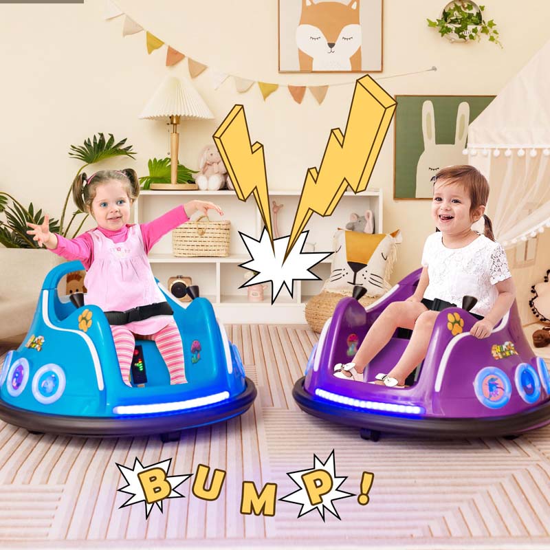 Electric Toddler Bumper Car with Remote Control, Flashing LED Light & Music, 12V Battery Powered Baby Ride on Bumper Toy Car
