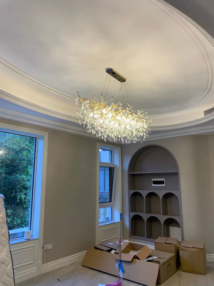 French Style Crystal Chandelier with Branch Design for Living Room & Dining Room Lighting