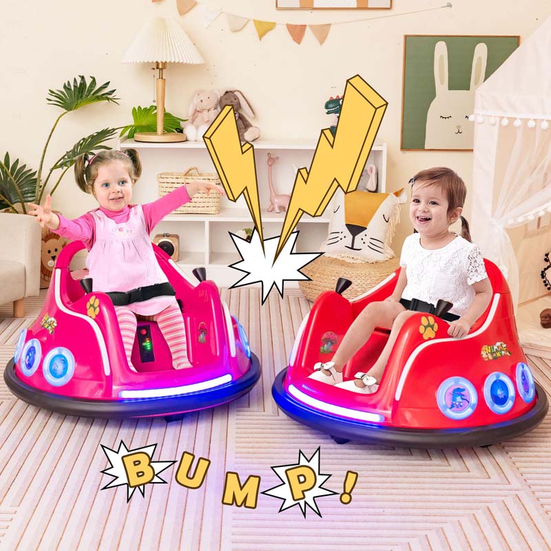 Electric Toddler Bumper Car with Remote Control, Flashing LED Light & Music, 12V Battery Powered Baby Ride on Bumper Toy Car