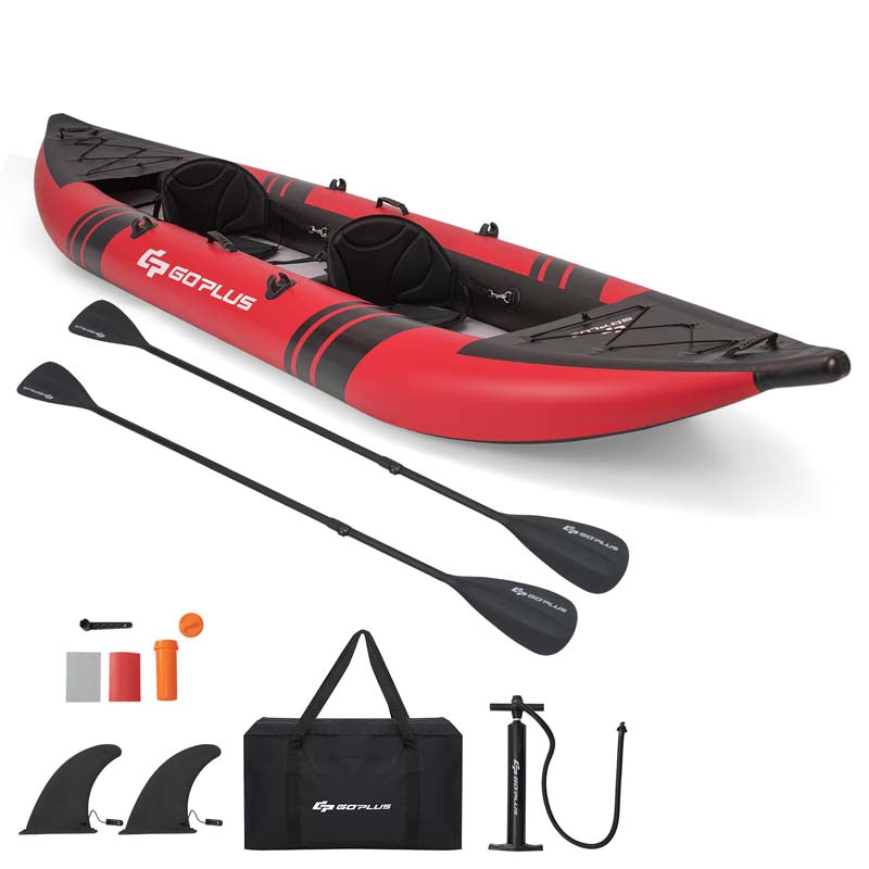 2-Person Inflatable Kayak Set with 2 Aluminium Oars & Repair Kit, 12.5Ft 507lbs Portable Fishing Touring Kayaks for Adults