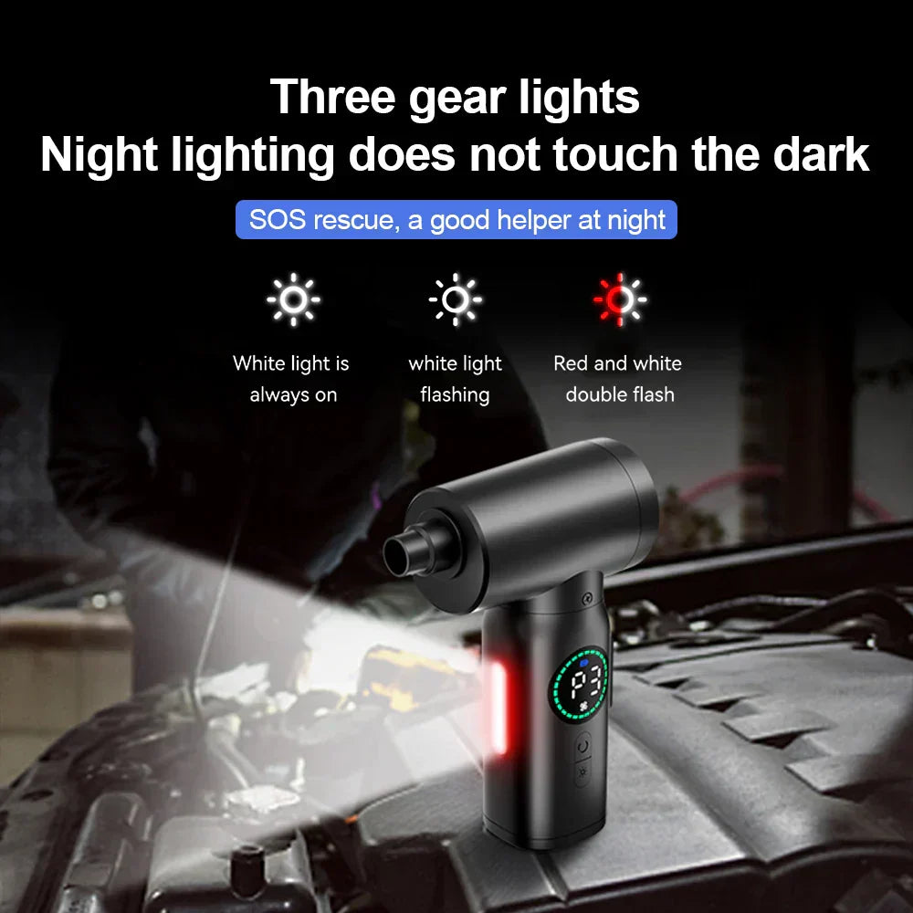 2-in-1 Portable Vacuum Cleaner & Blower | 7500mAh Battery, LED Light & Versatile for Home, Car & Office Cleaning