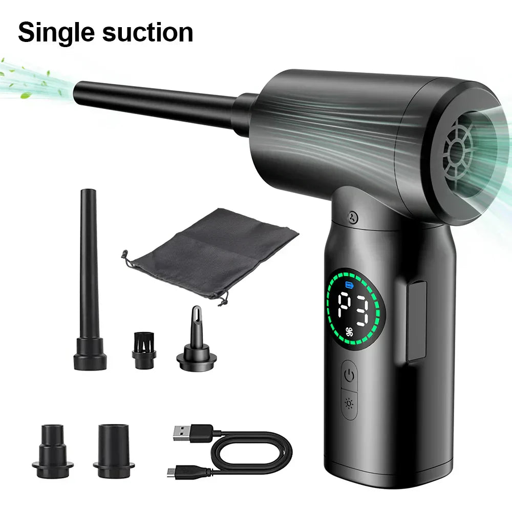 2-in-1 Portable Vacuum Cleaner & Blower | 7500mAh Battery, LED Light & Versatile for Home, Car & Office Cleaning