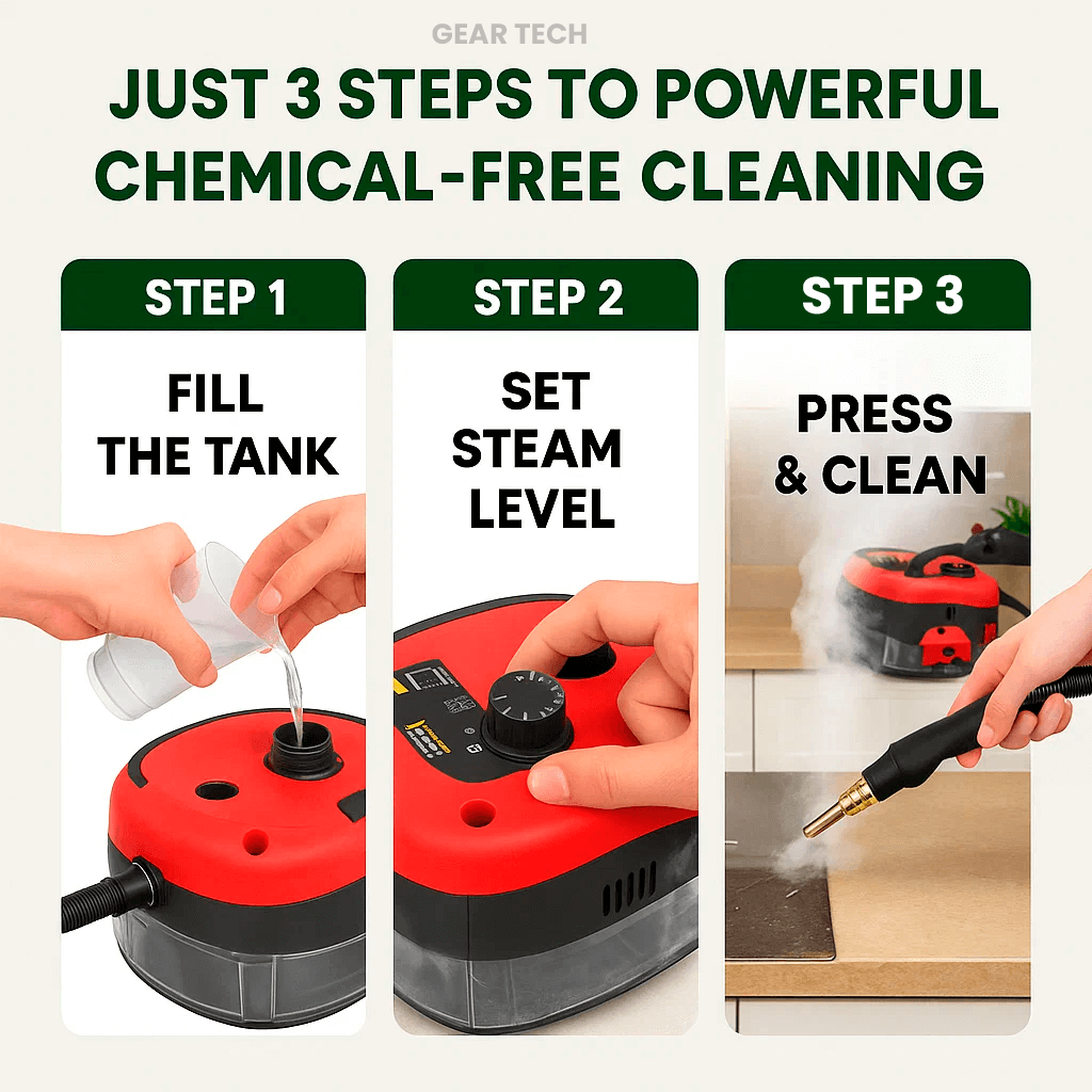 High-Temperature Steam Cleaner | Variable Steam Control, Large Capacity & Safe for Home, Kitchen & Car Cleaning