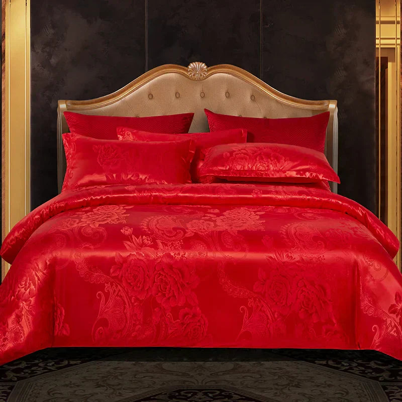 Satin Rayon Jacquard Duvet Cover Set 264x229cm – Luxury Summer Bedding for Comfortable Sleep & Home Décor