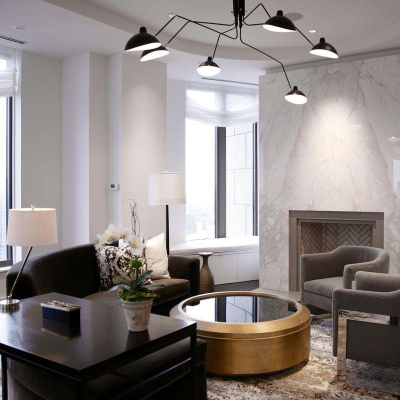 LED Ceiling Light Fixture - Serge Mouille Style - Adjustable Arm Design for Living Room & Modern Spaces