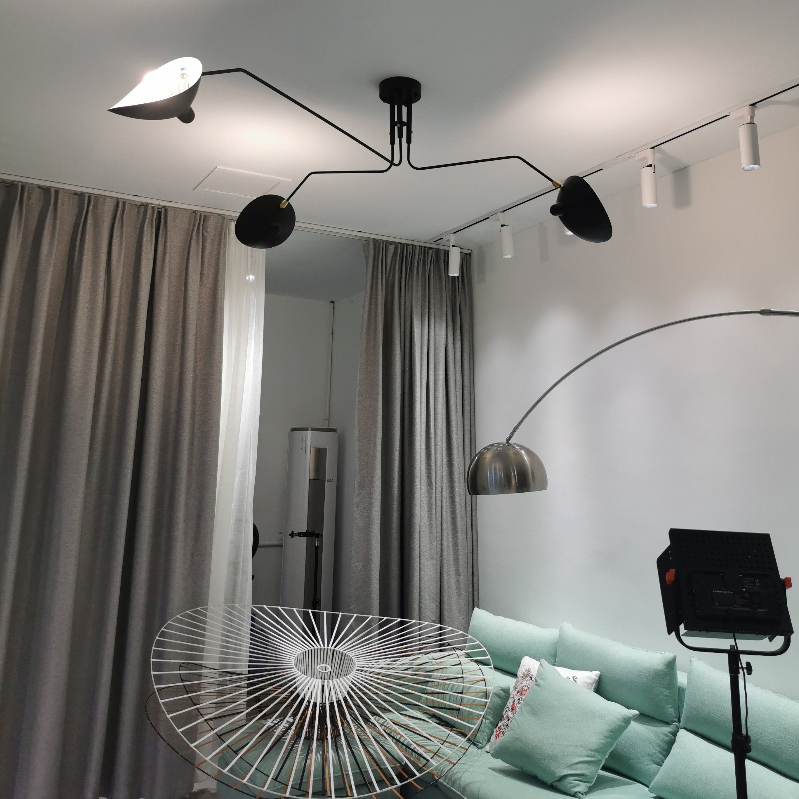 LED Ceiling Light Fixture - Serge Mouille Style - Adjustable Arm Design for Living Room & Modern Spaces