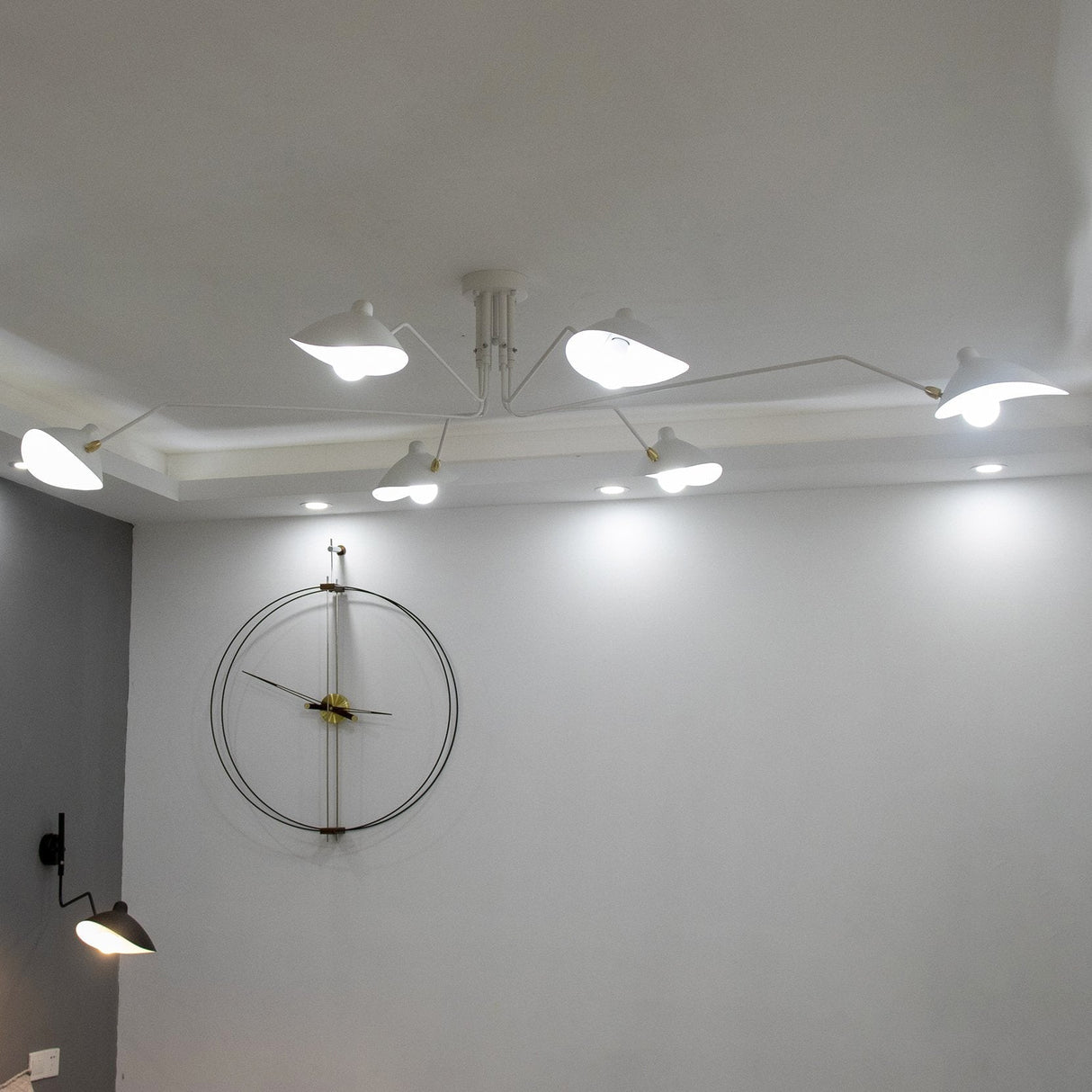 LED Ceiling Light Fixture - Serge Mouille Style - Adjustable Arm Design for Living Room & Modern Spaces