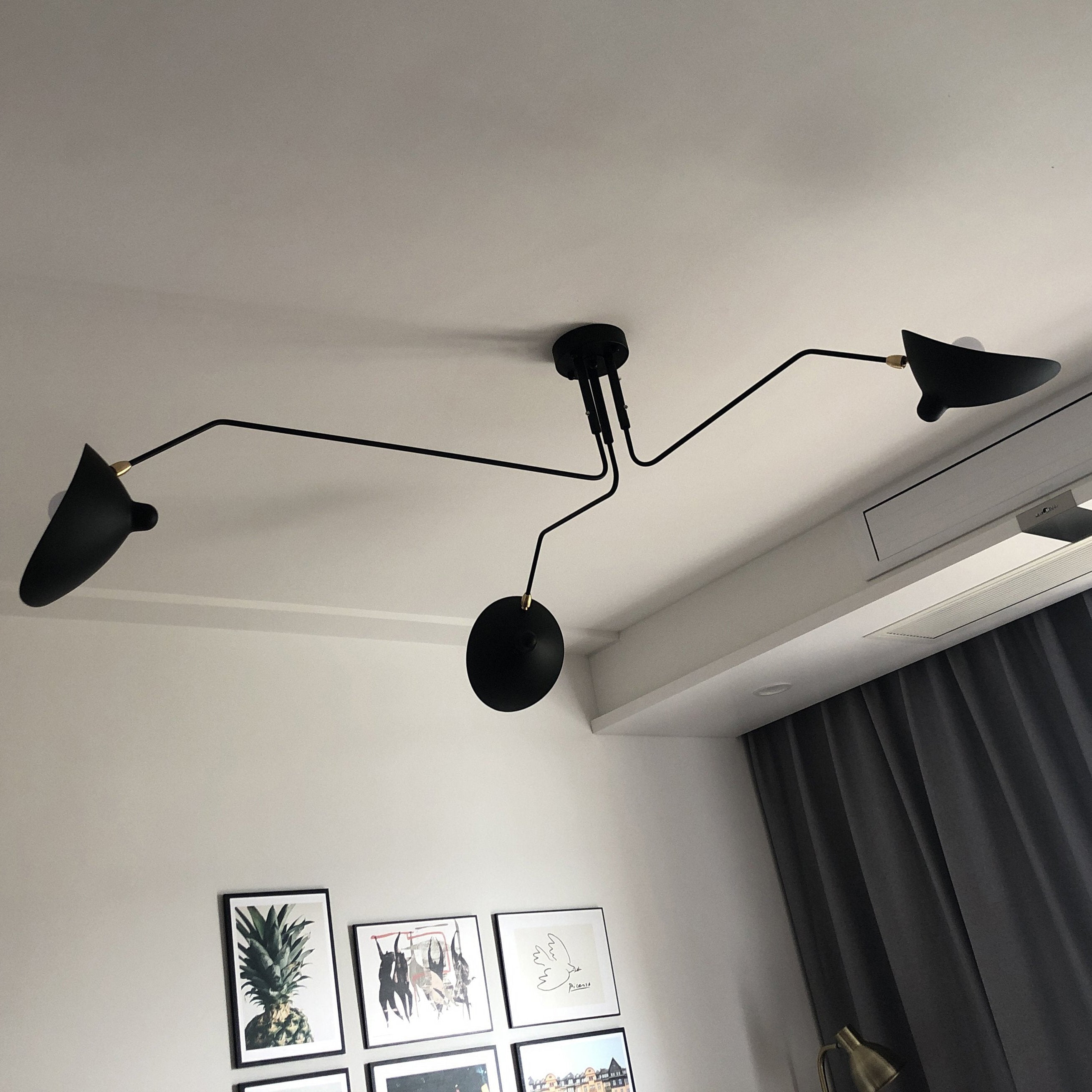 LED Ceiling Light Fixture - Serge Mouille Style - Adjustable Arm Design for Living Room & Modern Spaces