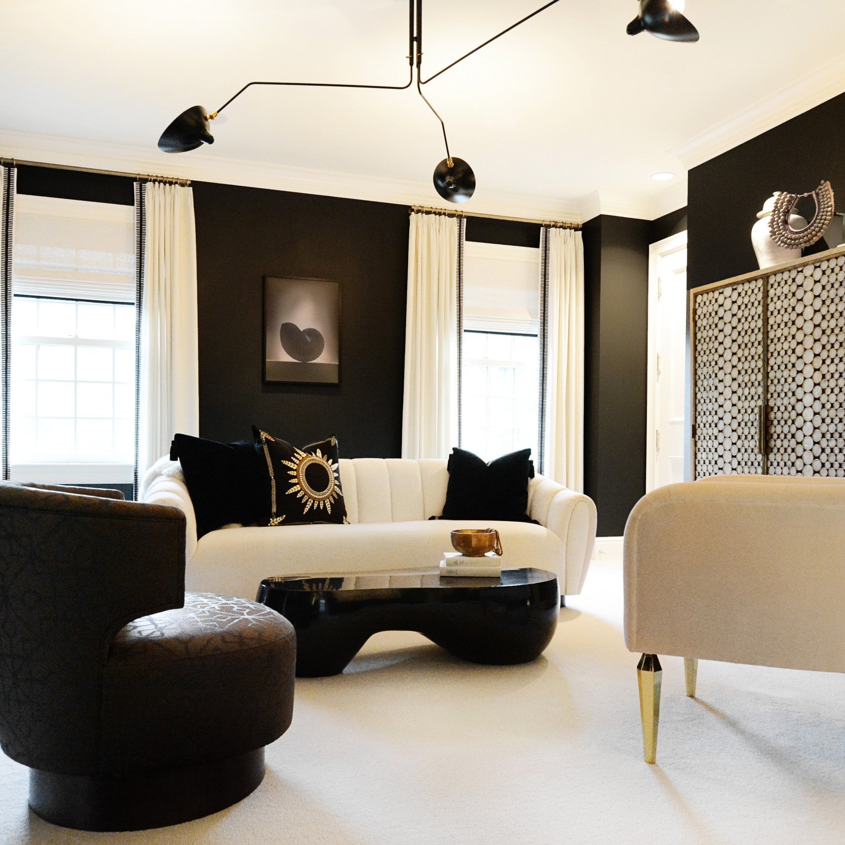 LED Ceiling Light Fixture - Serge Mouille Style - Adjustable Arm Design for Living Room & Modern Spaces