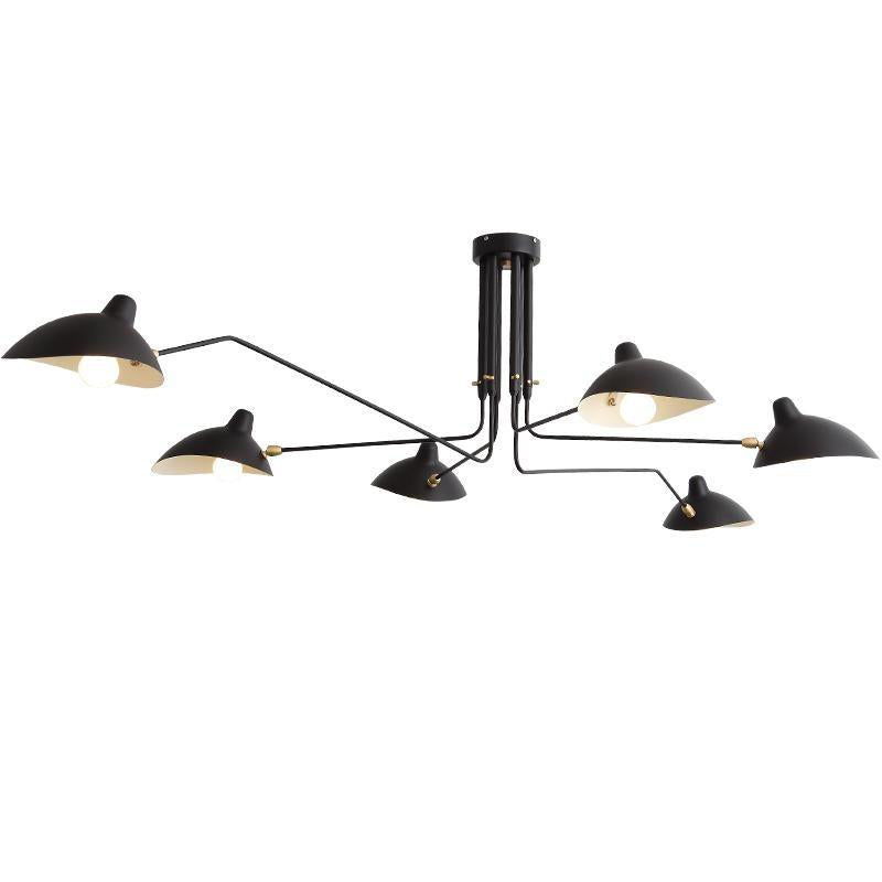 LED Ceiling Light Fixture - Serge Mouille Style - Adjustable Arm Design for Living Room & Modern Spaces