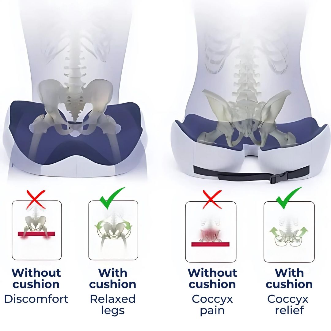 SitSmart Adjustable Memory Foam Seat Cushion | Tailbone Relief & Posture Support for Office, Car, and Dining Chairs