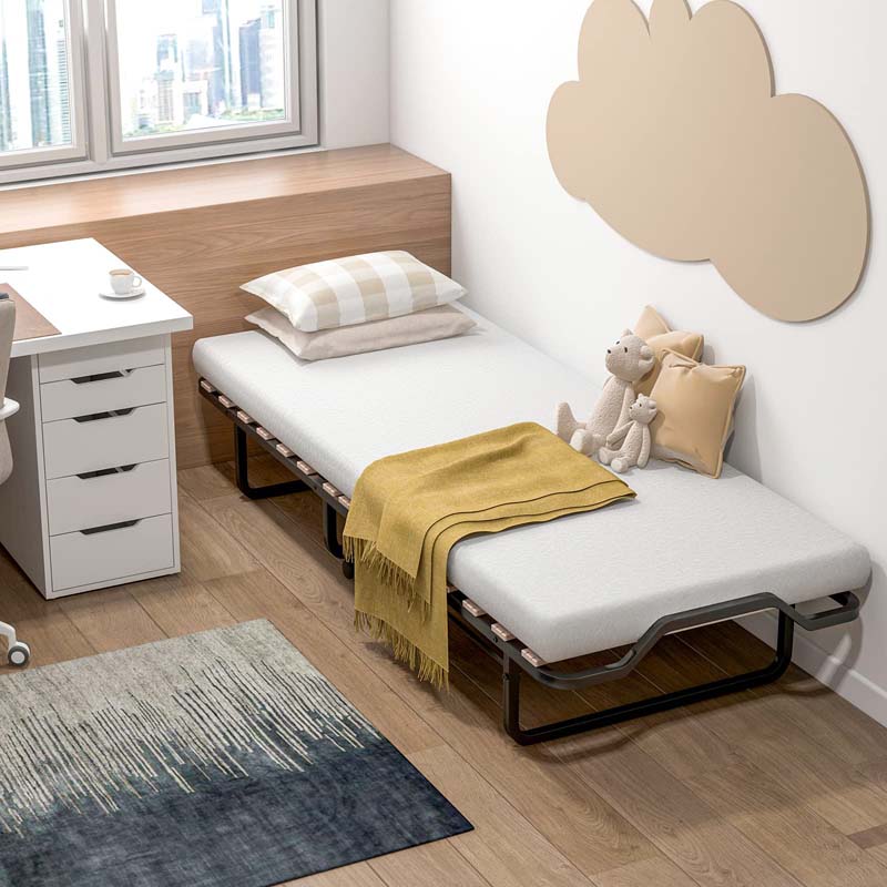 78.5" x 31" Folding Bed with 4" Memory Foam Mattress & Lockable Wheels, Portable Cot Size Rollaway Guest Bed for Adult