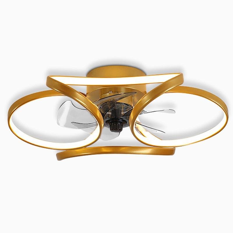 LED Flush Mount Ceiling Fan Light with Remote Control - Modern Flower Design for Living Room & Bedroom Lighting