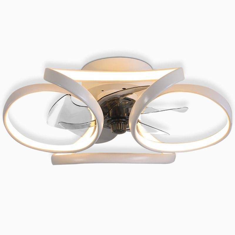 LED Flush Mount Ceiling Fan Light with Remote Control - Modern Flower Design for Living Room & Bedroom Lighting