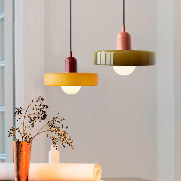 Bauhaus Pendant Light | Colored Glass, Adjustable Height & Ideal for Dining Rooms and Modern Interiors