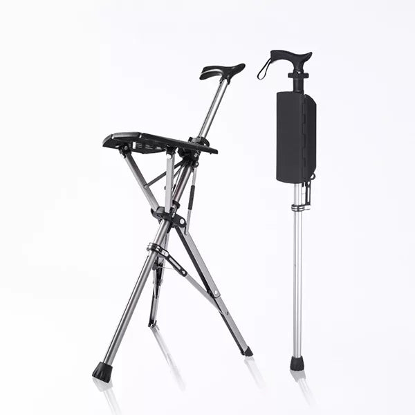 Walking Stick with Seat - Portable Folding Cane Chair for On-the-Go Comfort | Mobility Support