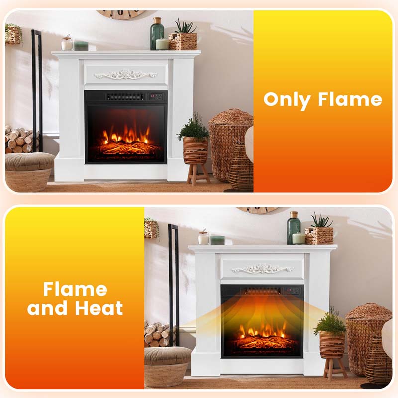 32" Solid Electric Fireplace with Mantel, 1400W Freestanding Mantel Fireplace Heater with Remote Control, Thermostat, 6H Timer