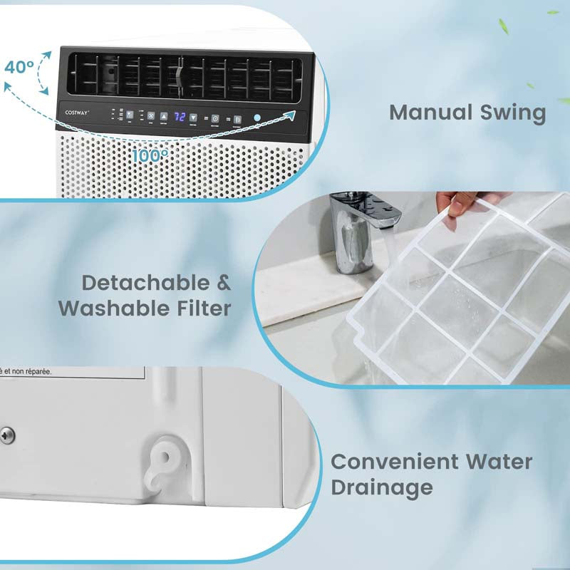 10000 BTU Ultra Quiet Window Air Conditioner U-Shaped Window AC Units Over the Sill AC Units with Energy Saver Modes