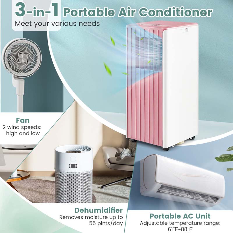 10000 BTU Portable Air Conditioner for Room up to 350 Sq. Ft, 3-in-1 AC Unit with Dehumidifier/Fan/Cool/Sleep Mode