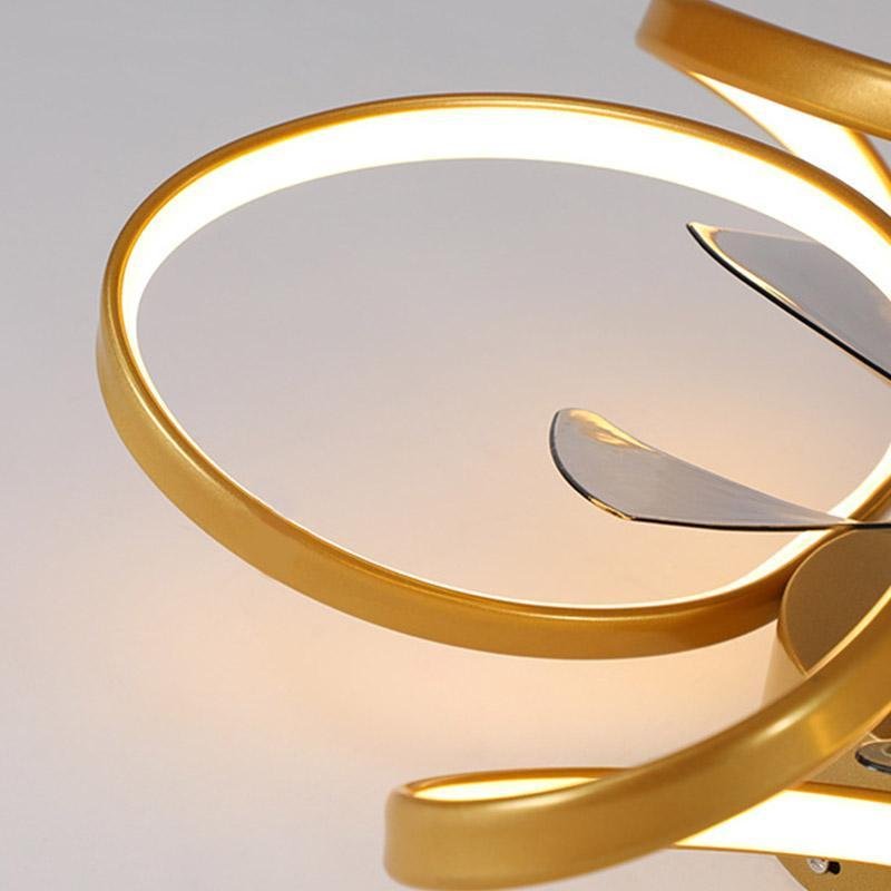 LED Flush Mount Ceiling Fan Light with Remote Control - Modern Flower Design for Living Room & Bedroom Lighting