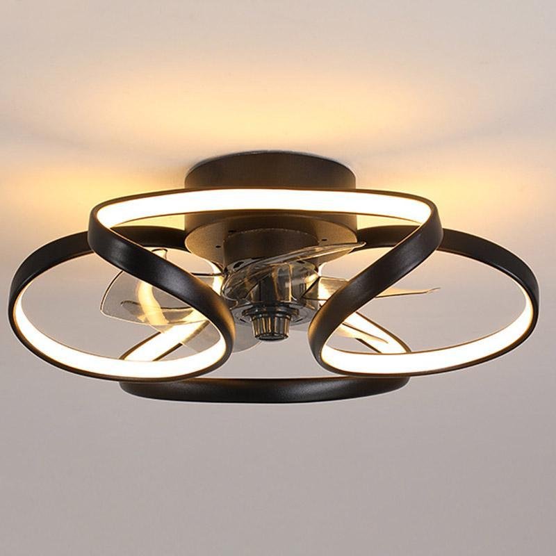 LED Flush Mount Ceiling Fan Light with Remote Control - Modern Flower Design for Living Room & Bedroom Lighting