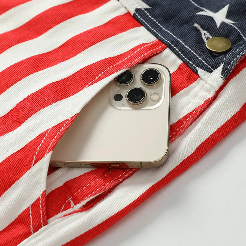 The Original Freedom Overalls – Handcrafted American Flag Shorts