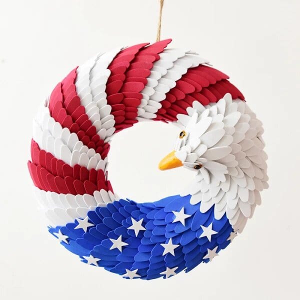 American Eagle Wreath - 100% Handcrafted Best Patriotic Wall Decorum