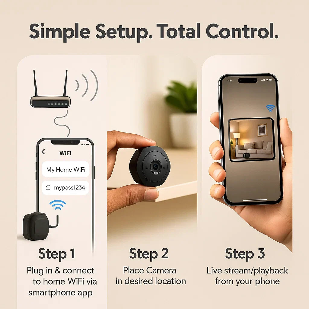 Wifi Mini Camera | Night Vision, Voice & Video Recording for Home Security