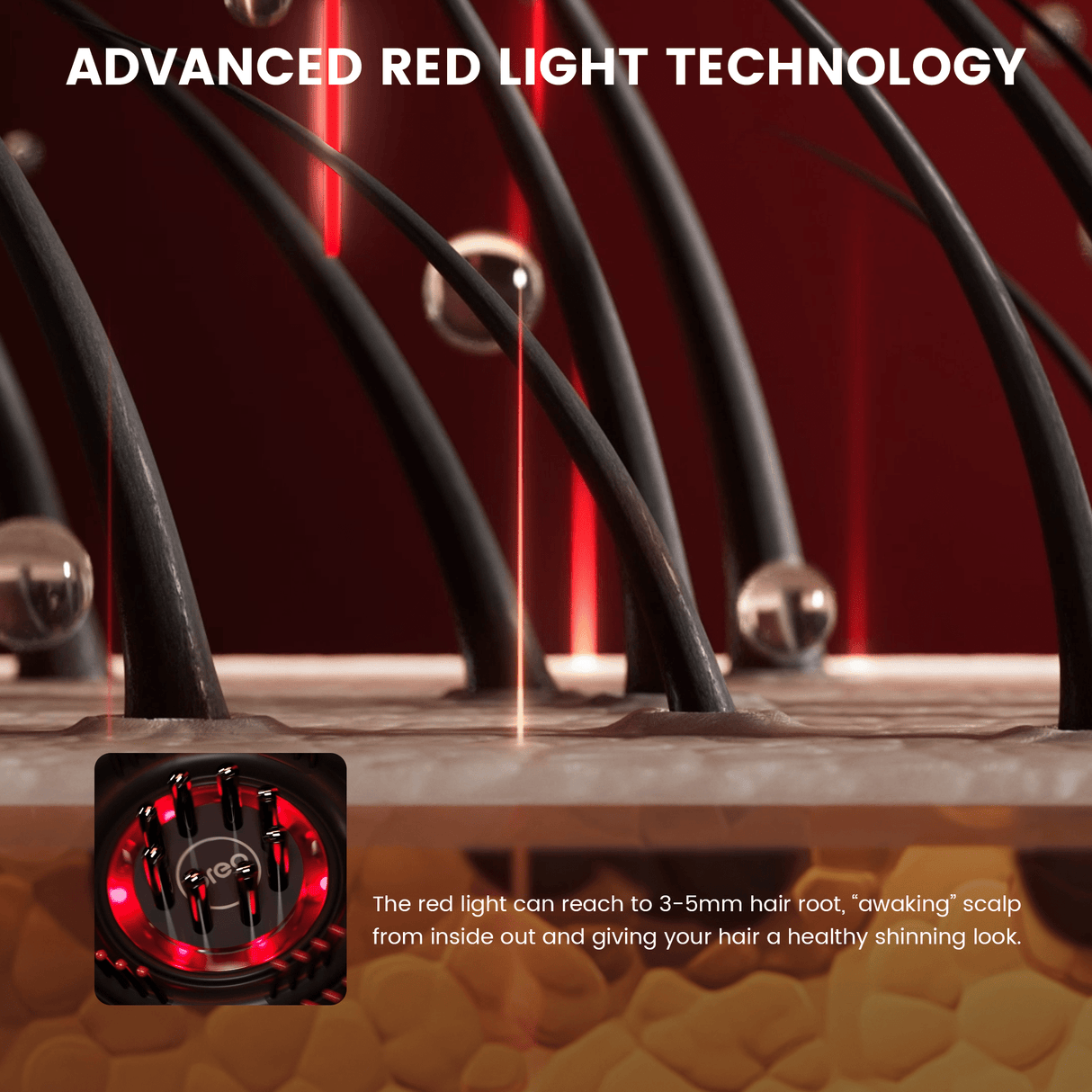 Scalp Massaging Brush with Red Light Therapy | Promotes Hair Growth & Relieves Scalp Tension for Healthier Hair