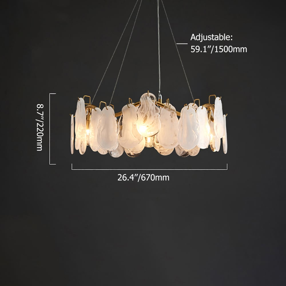 6-Light Tiered Cloud Glass Chandelier with Adjustable Cables for Dining Room & Entryway Lighting