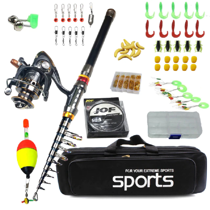 Carbon Telescopic Spinning Fishing Rod Reel Full Kit | Durable, Waterproof Bag & Essential Gear for Beginners and Professionals