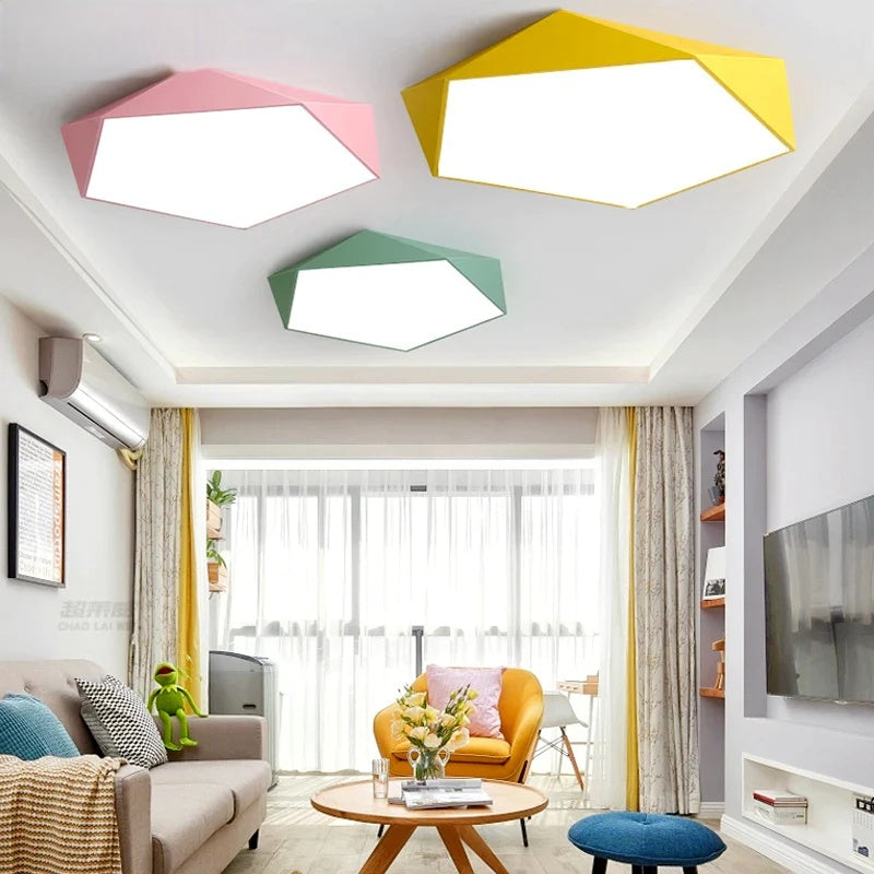 Lumina Polygon - Pentagonal Ceiling Lamp Macaron