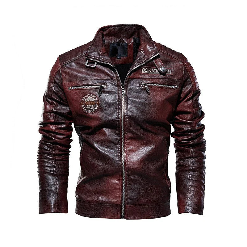 Men’s Vintage Biker Jacket – Full Zip Warm Lined Jacket