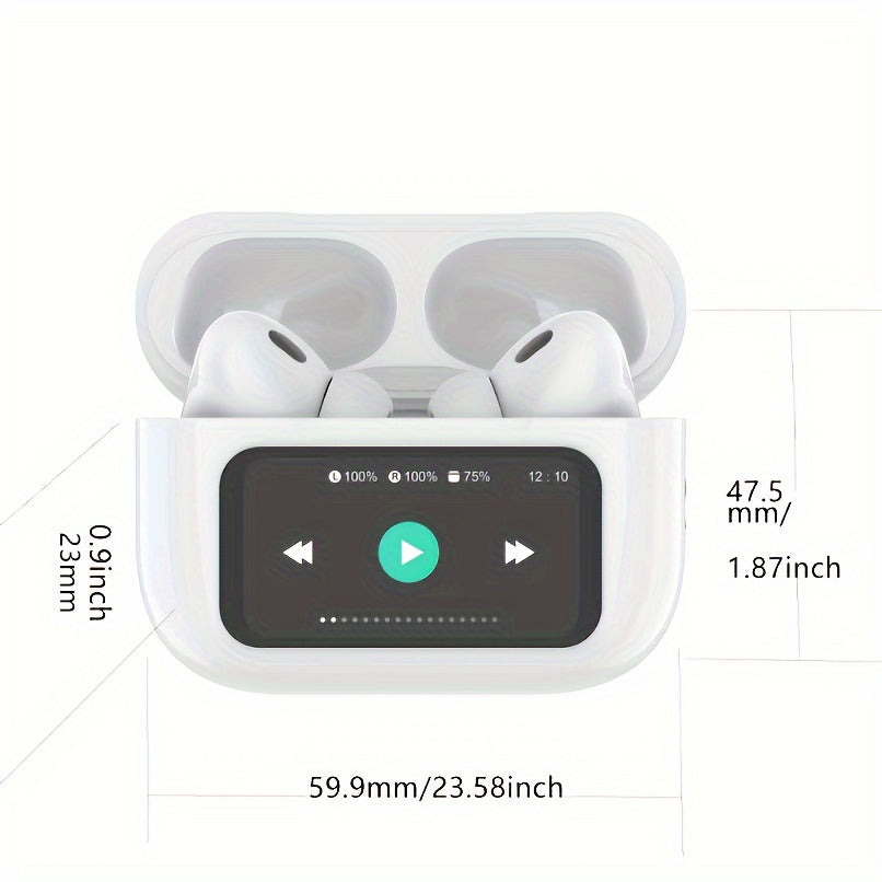 Smart Touch Screen Wireless Earbuds, True Wireless Earphones Noise Cancelling Earbud
