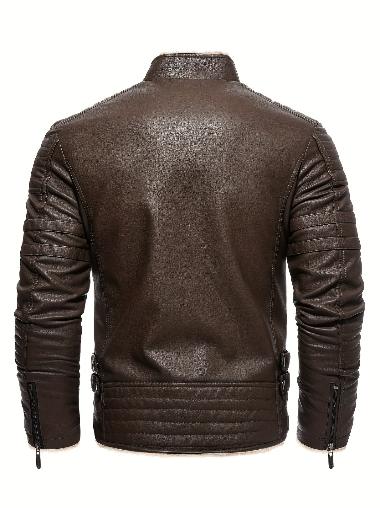 Men’s Winter Plush Motorcycle Jacket – Slim Fit, Full Zip, Warm & Stylish