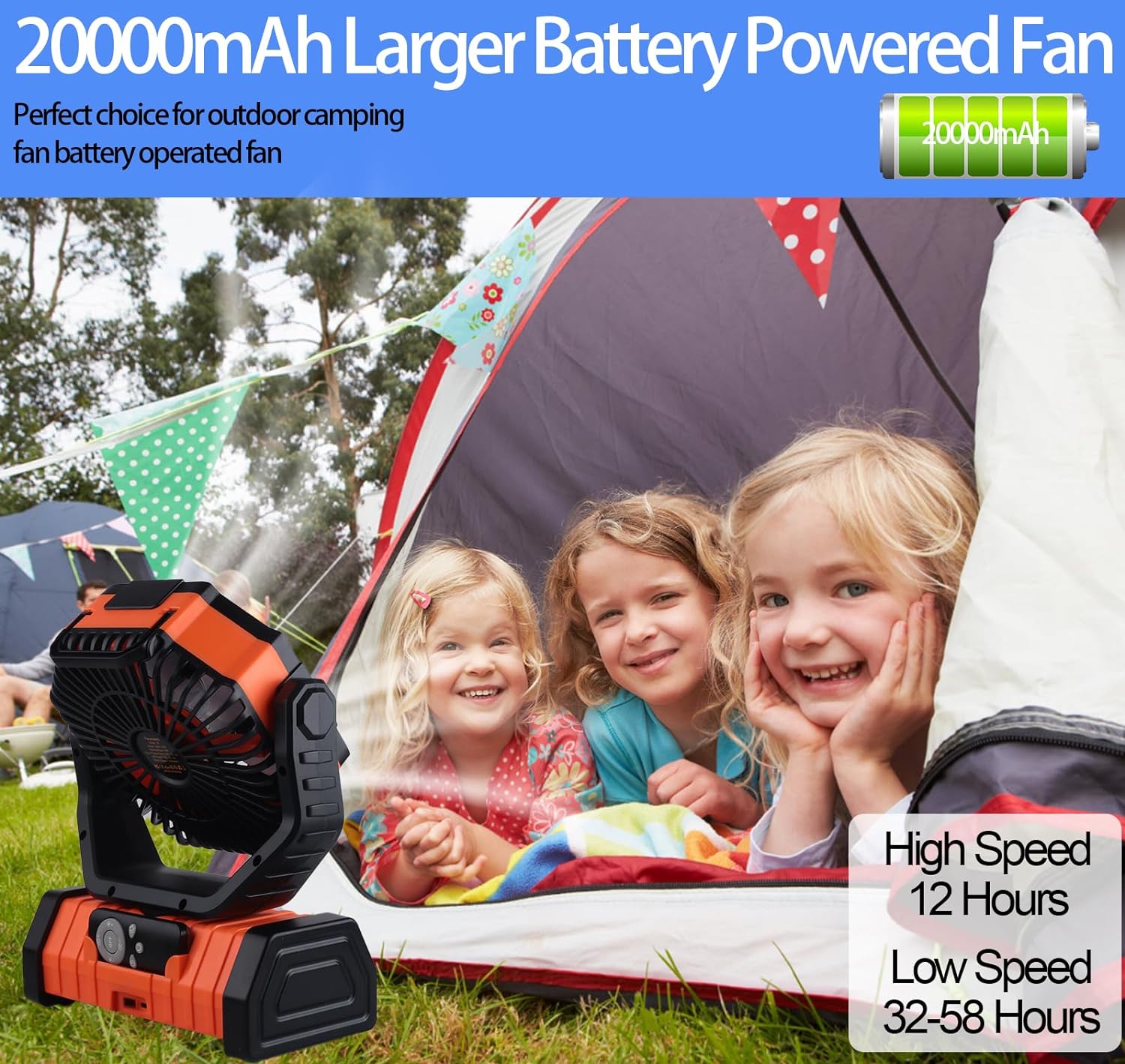 TrailBlazer Pro Outdoor Rechargeable Fan W/ LED 2.0