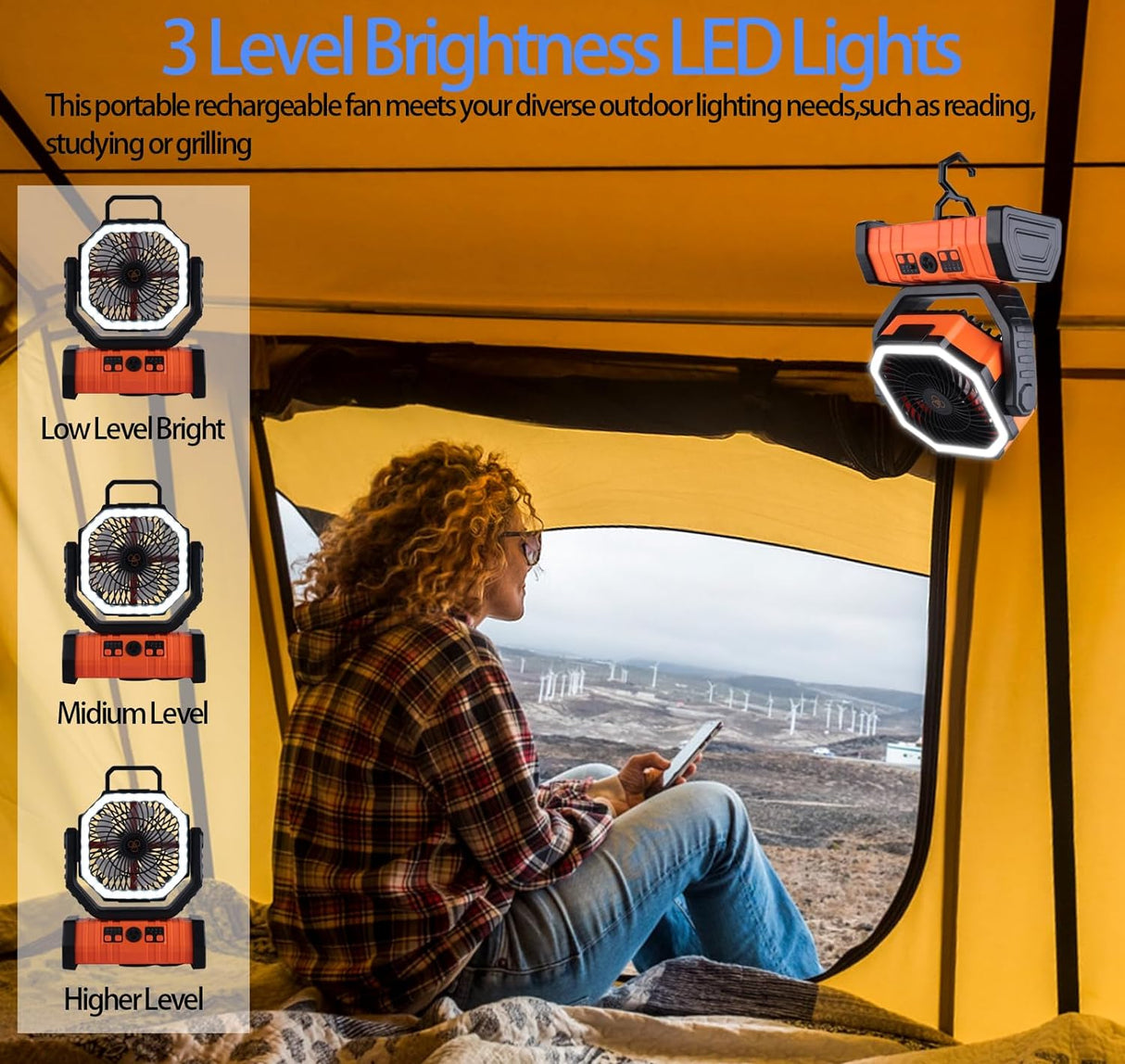 TrailBlazer Pro Outdoor Rechargeable Fan W/ LED 2.0