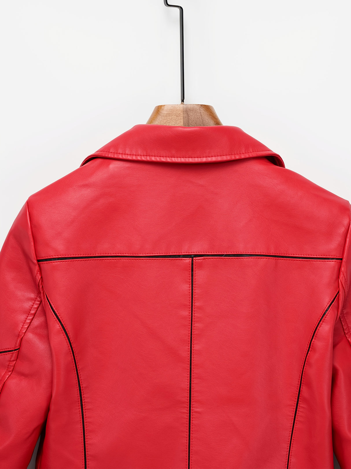 Women’s Slim Fit Zip-Up Leather Jacket – Striped Office Casual Coat