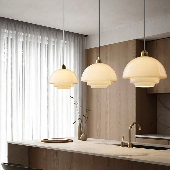 Elegant Art Deco White Glass Pendant Light – Ceiling Lamp for Hallways & Kitchens