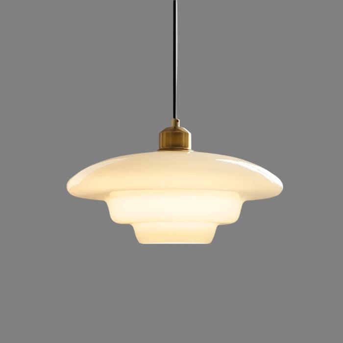 Elegant Art Deco White Glass Pendant Light – Ceiling Lamp for Hallways & Kitchens