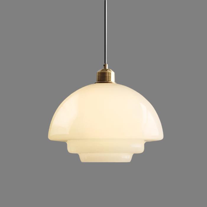 Elegant Art Deco White Glass Pendant Light – Ceiling Lamp for Hallways & Kitchens