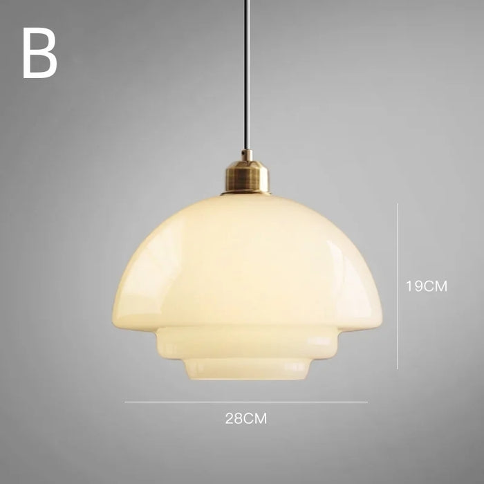 Elegant Art Deco White Glass Pendant Light – Ceiling Lamp for Hallways & Kitchens