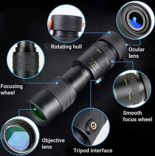 High-Power Waterproof Monocular Telescope with 10x Magnification for Bird Watching, Hiking, and Outdoor Adventures