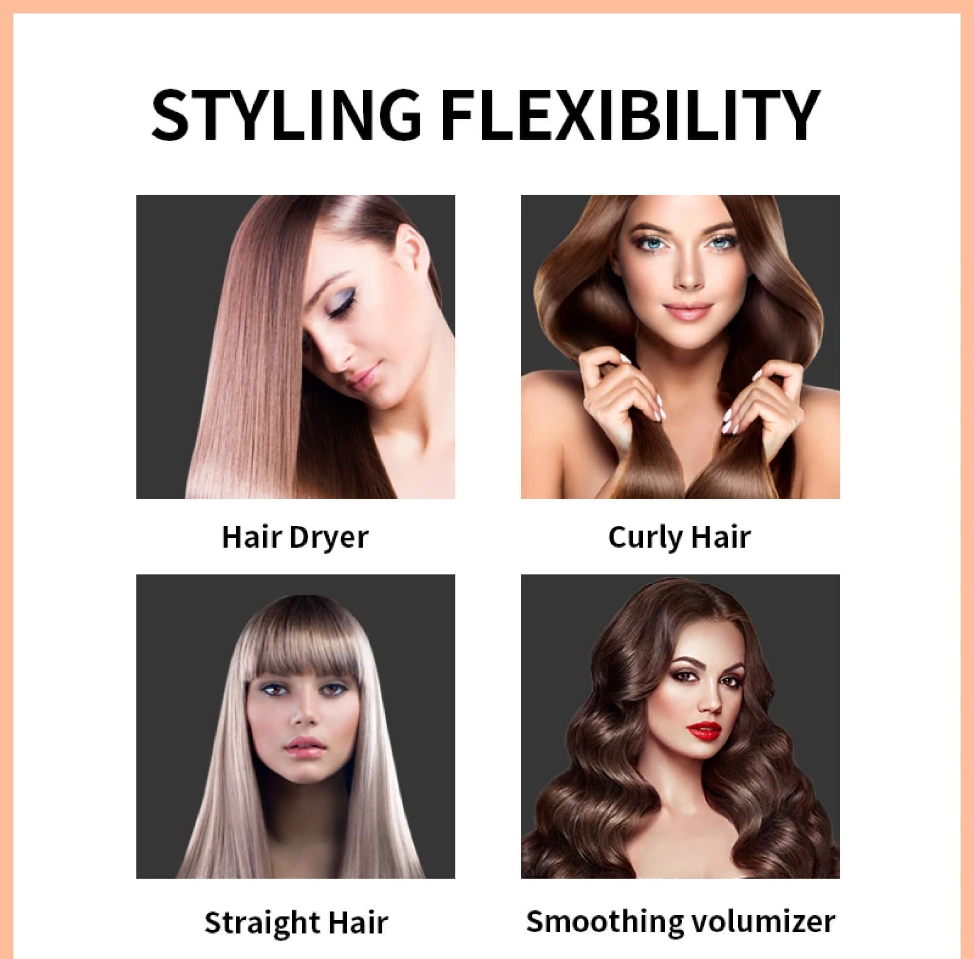 Hair Dryer Blower Styler Heated Brush Comb for Short and Long Hair